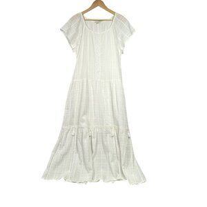 Kate & Sam Size Medium Tiered Summer Dress White Cotton Tassels Cottage Lined